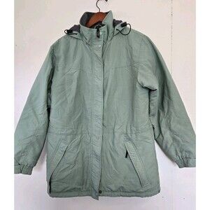 Vintage LL Bean Coat Womens M Green Nylon Full Zip Outdoor Winter Y2K WY13